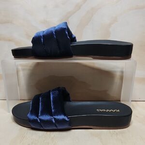 Kaanas Timor Chunky Suede Pool Slide Navy Velvet Sandal Women 6 Shoe